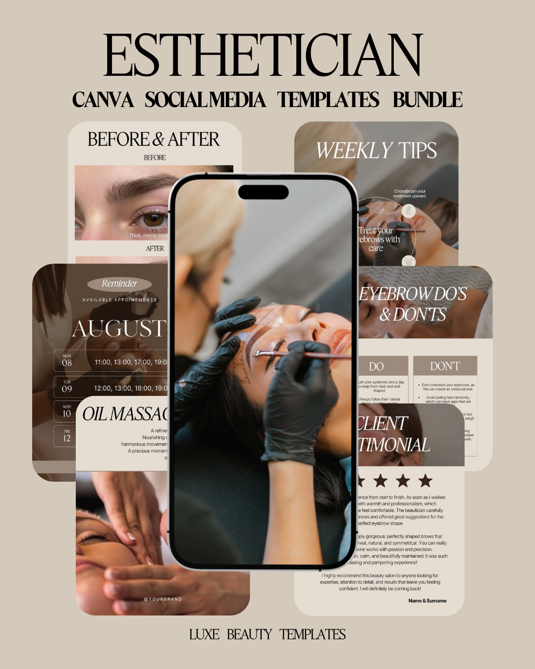 Eyebrow Artist Social Media Canva Templates – 6 Instagram Posts
