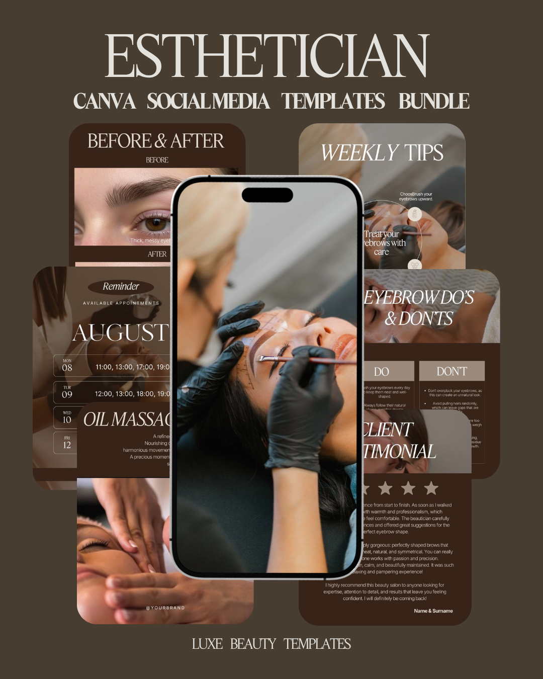 Eyebrow Artist Social Media Canva Templates – 6 Instagram Posts
