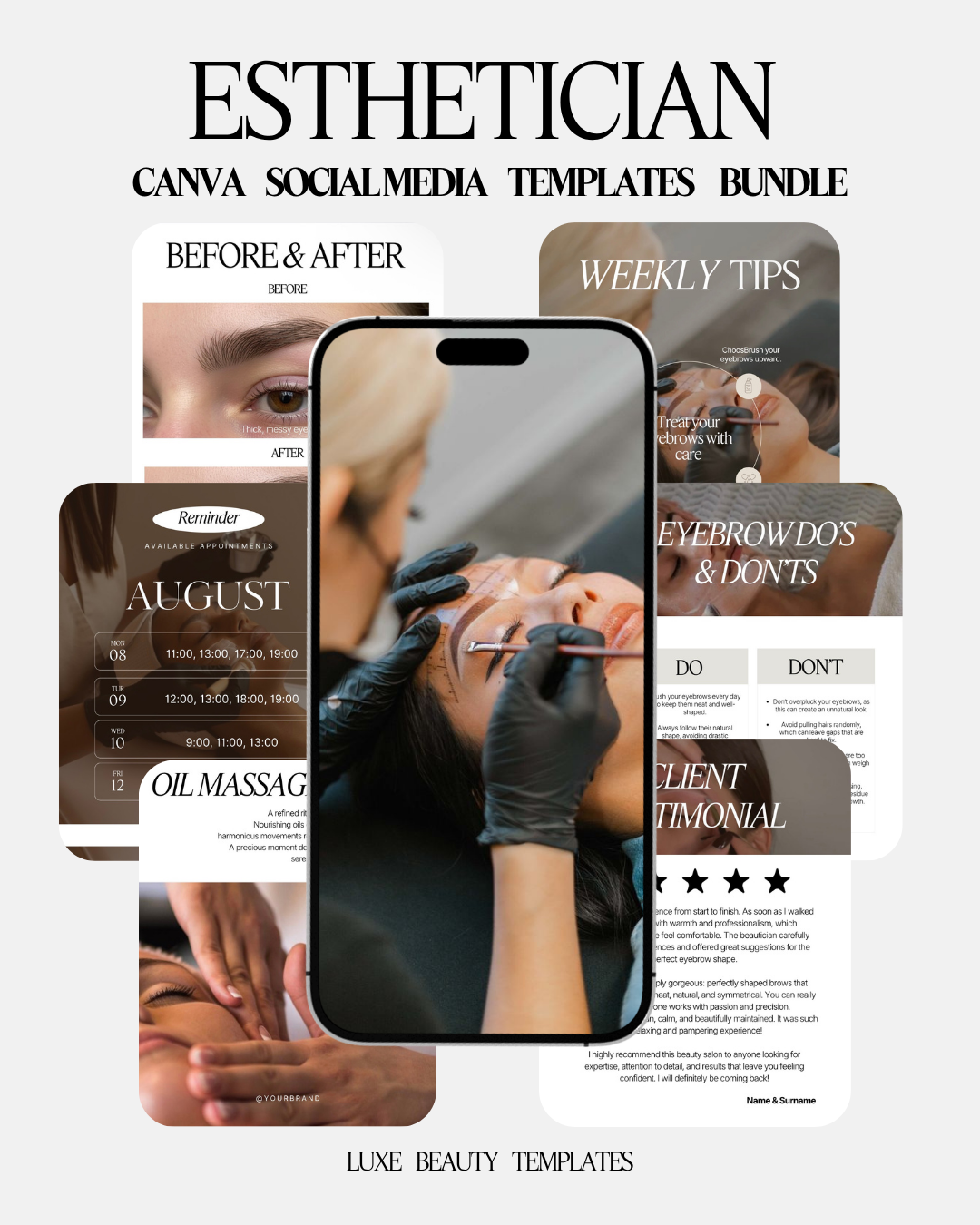 Eyebrow Artist Social Media Canva Templates – 6 Instagram Posts