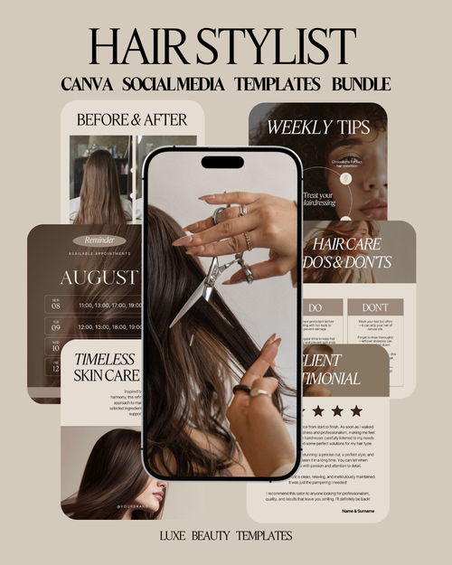 Hair Salon Social Media Canva Templates – 6 instagram Posts