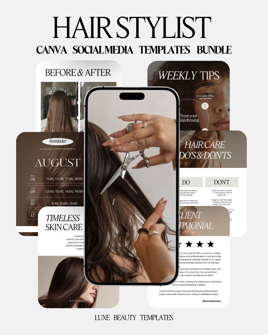 Hair Salon Social Media Canva Templates – 6 instagram Posts